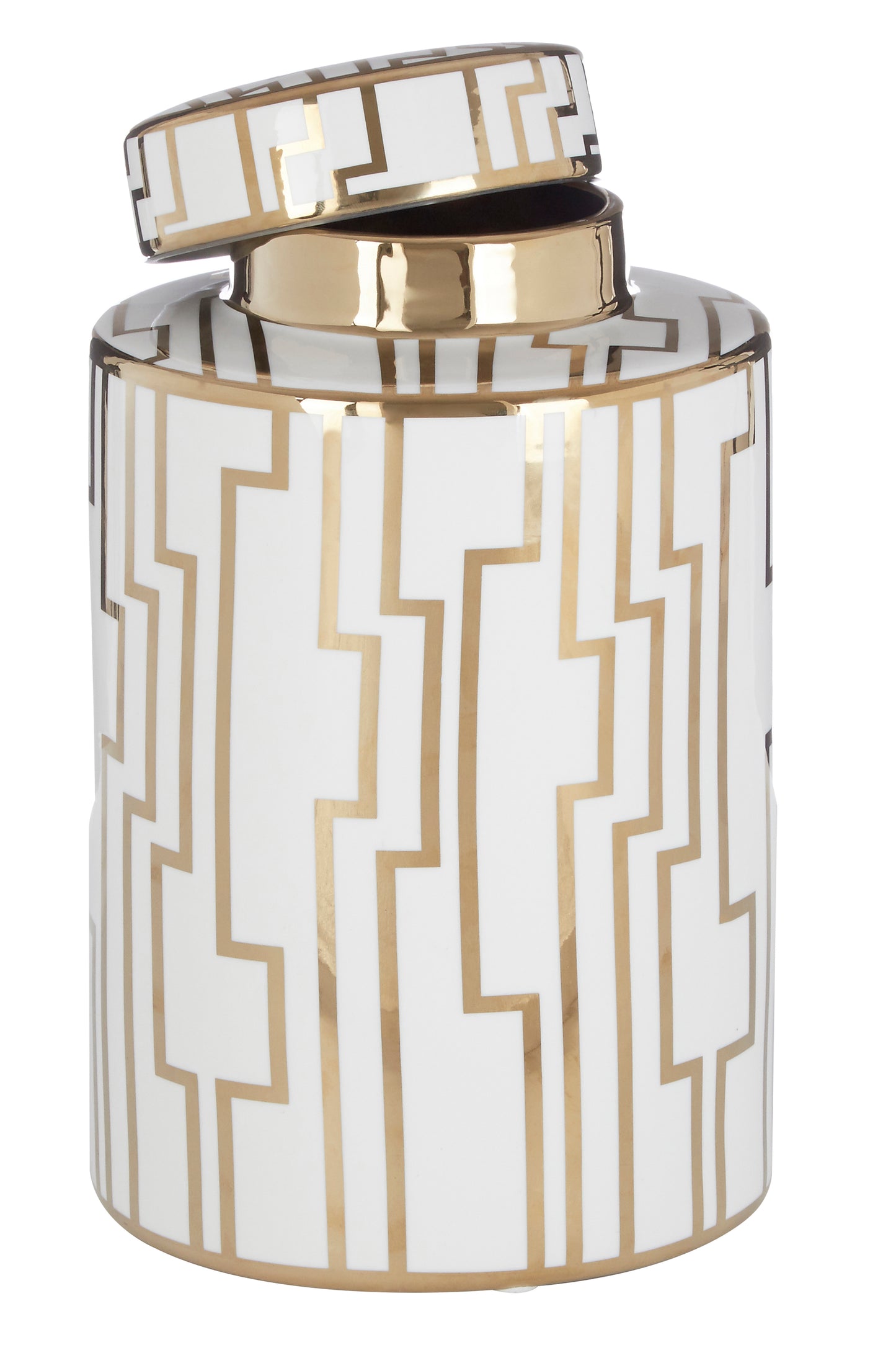 Renne Small White/Gold Ceramic Jar