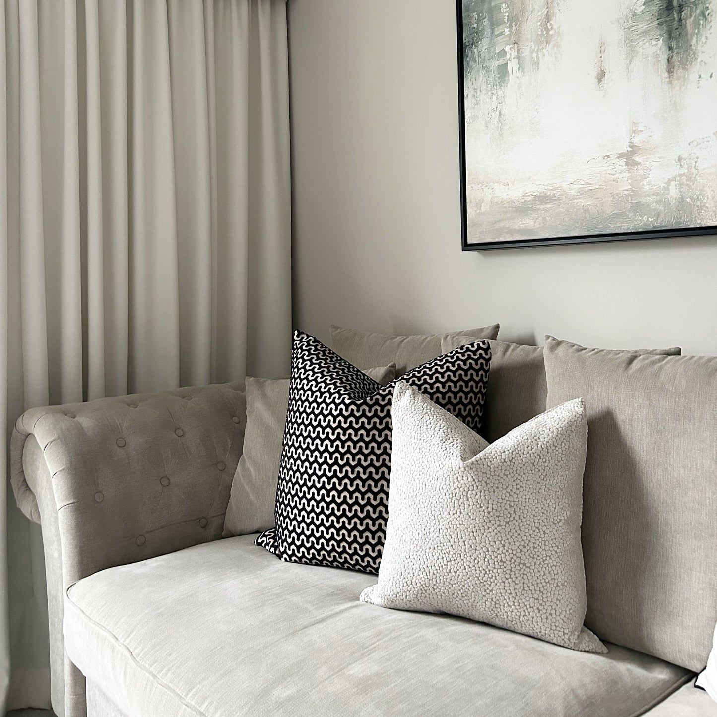 Cream Bingham Velvet Dot Cushion 16"