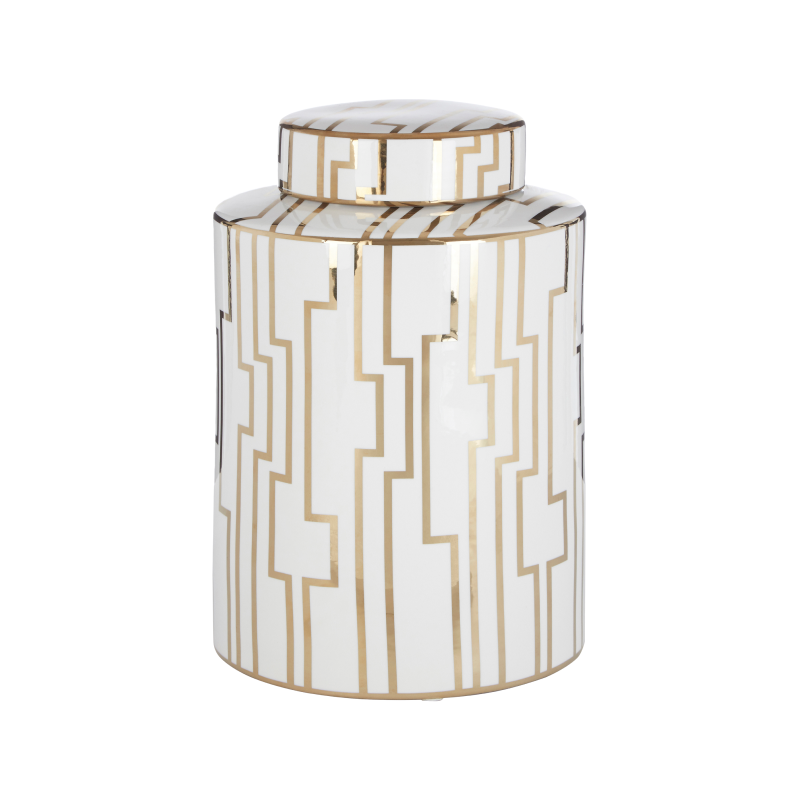 Renne Small White/Gold Ceramic Jar