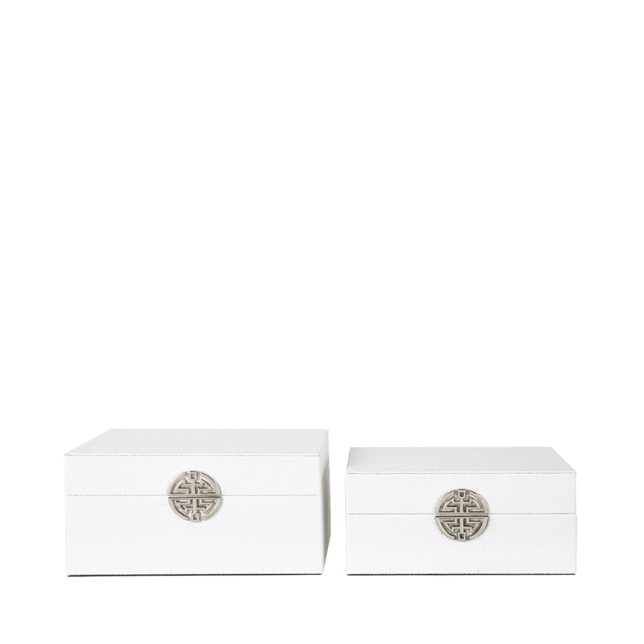 White Faux Leather Storage Boxes Set Of 2