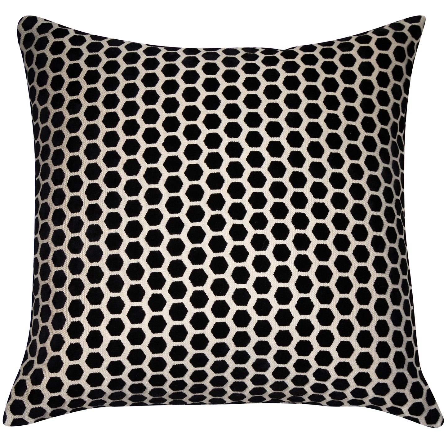 Black Hex Velvet Cushion 16"