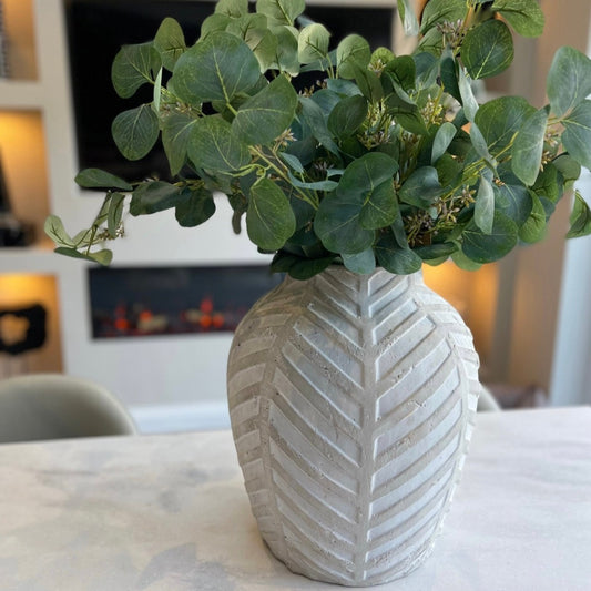 Lourdez Chevron Large Stone Vase