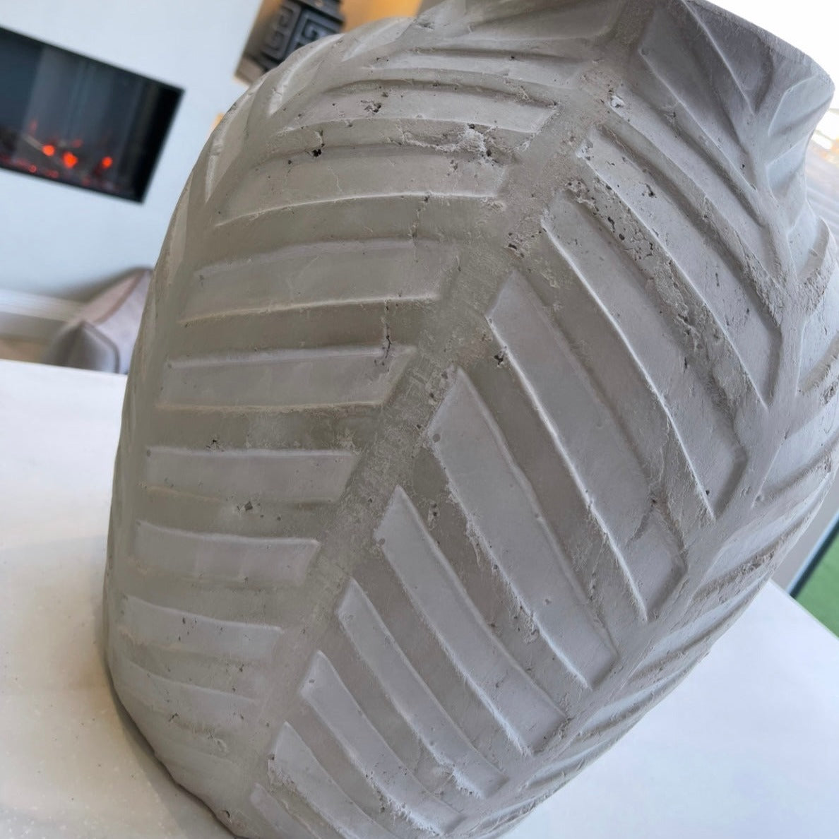 Lourdez Chevron Large Stone Vase
