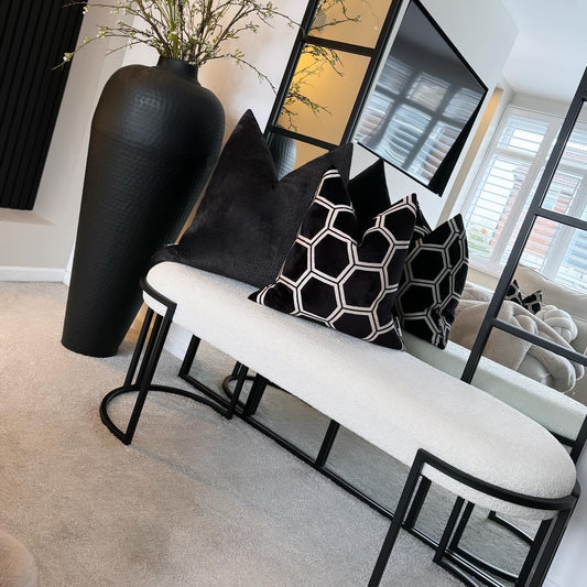 Esme White Boucle Bench