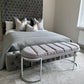 Perrie Grey Tufted Linen Bench