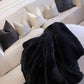 Luxury Black Faux Rabbit Fur Throw