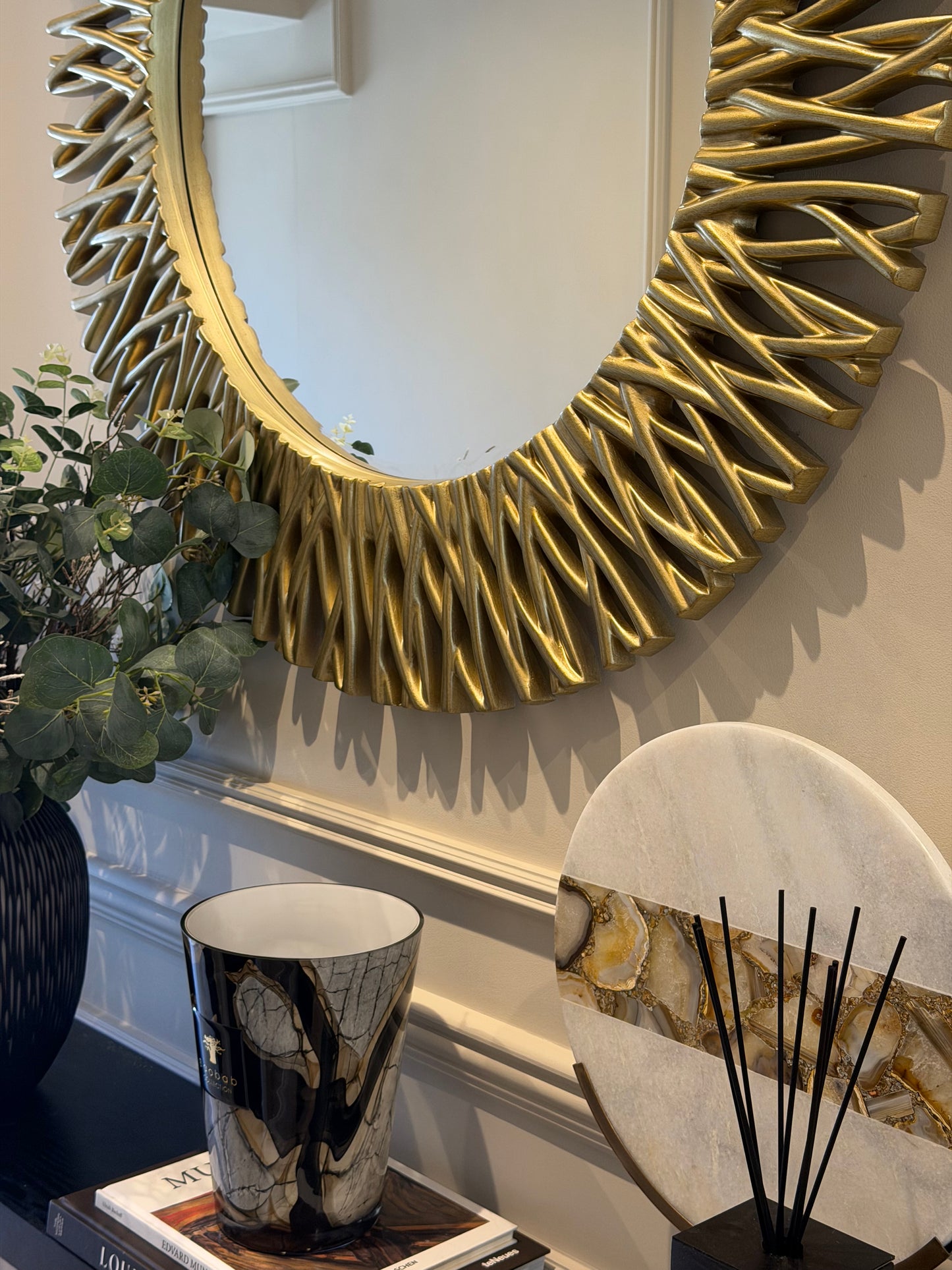 Nova Champagne Round Mirror