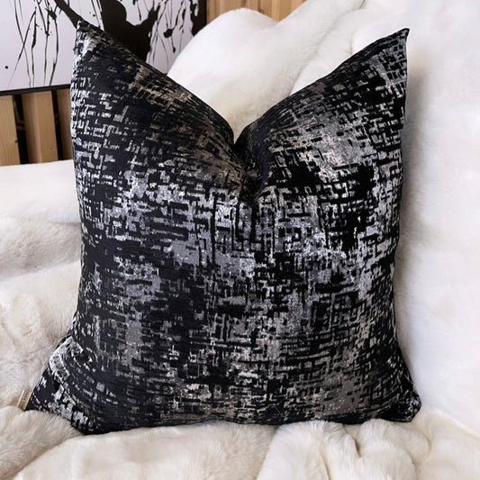 Clarence Black and Silver 20” Cushion