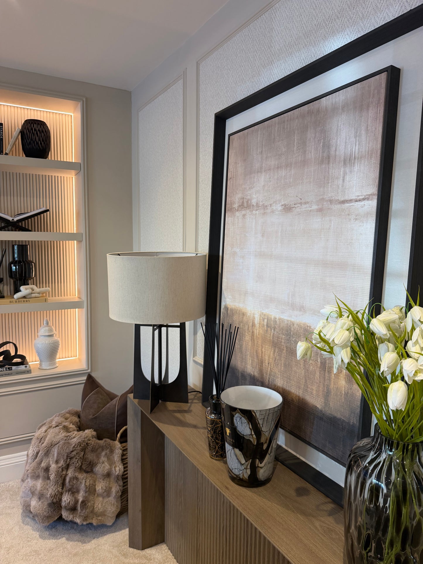Whisper Horizon | Extra Large Abstract Linen Wall Art