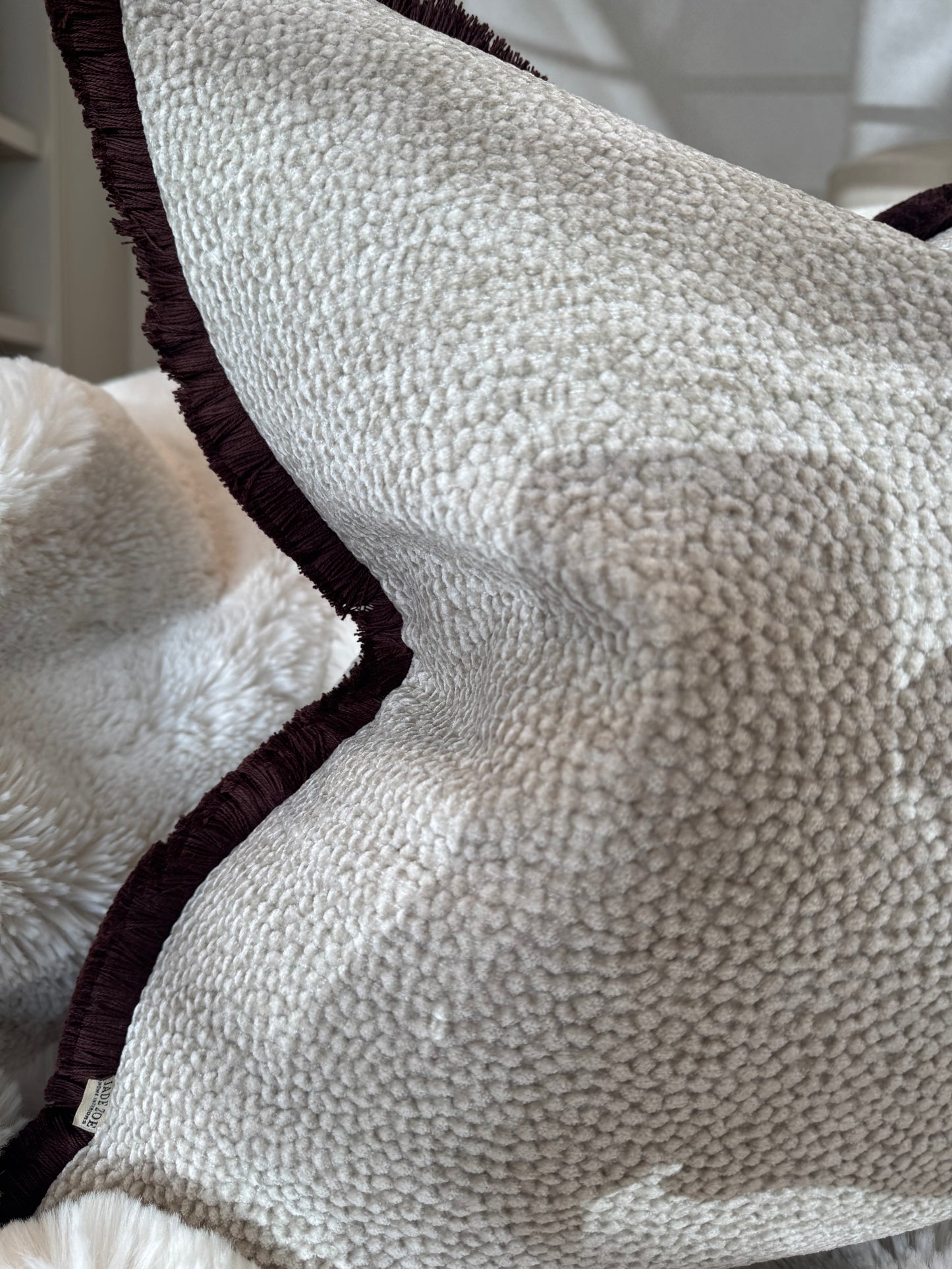 Mia Beige Fringed 20” Cushion