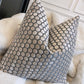 Cream and Grey Hex Velvet Large Cushion 22"