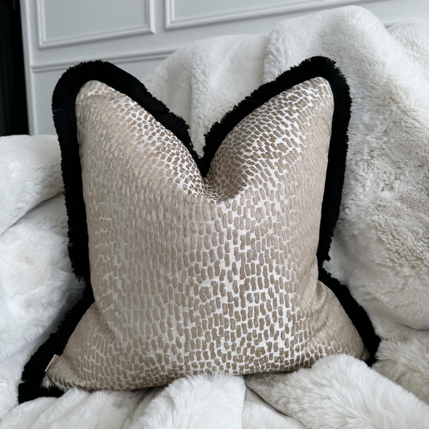 Bijou Black Fringed 18" Cushion