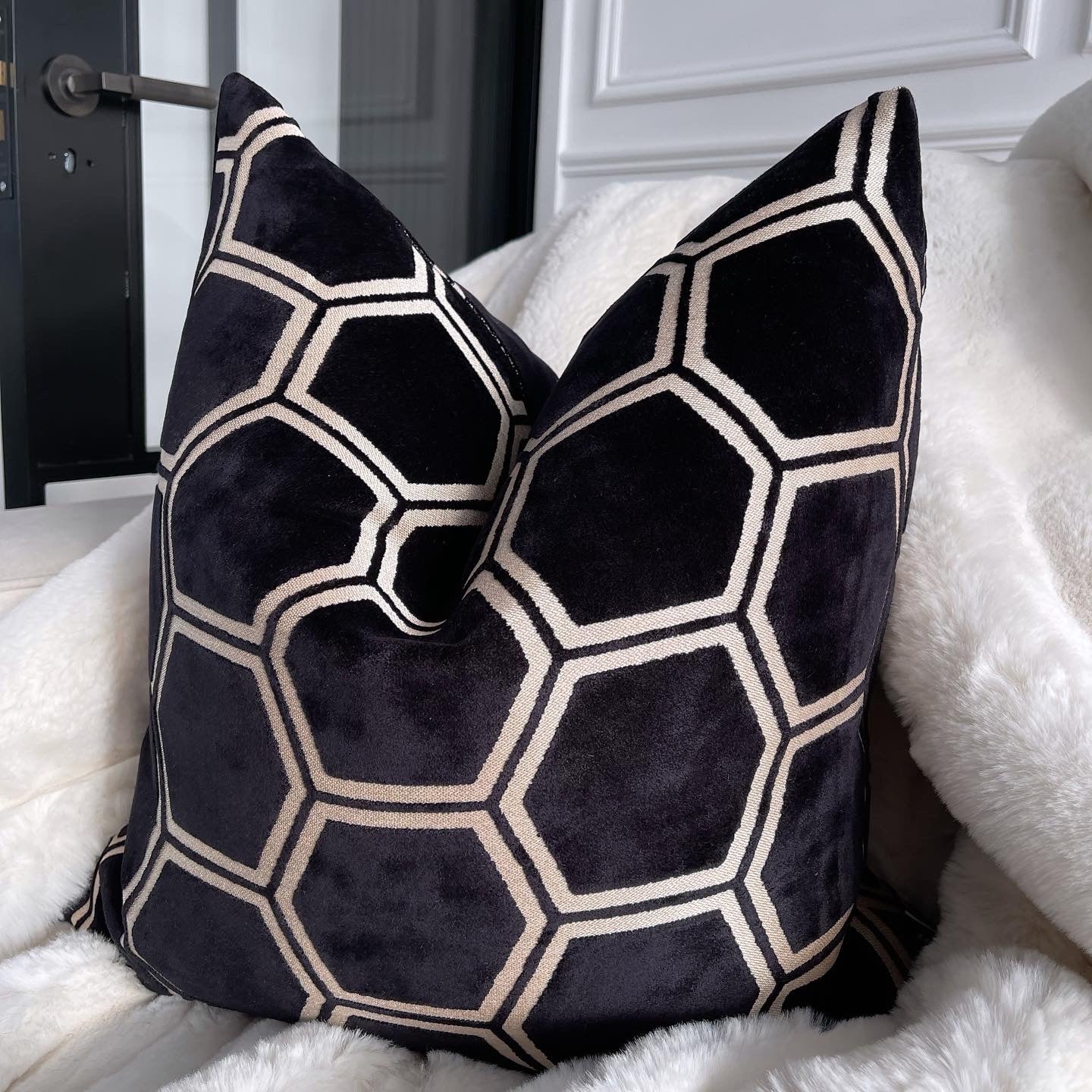 Black large cushions best sale