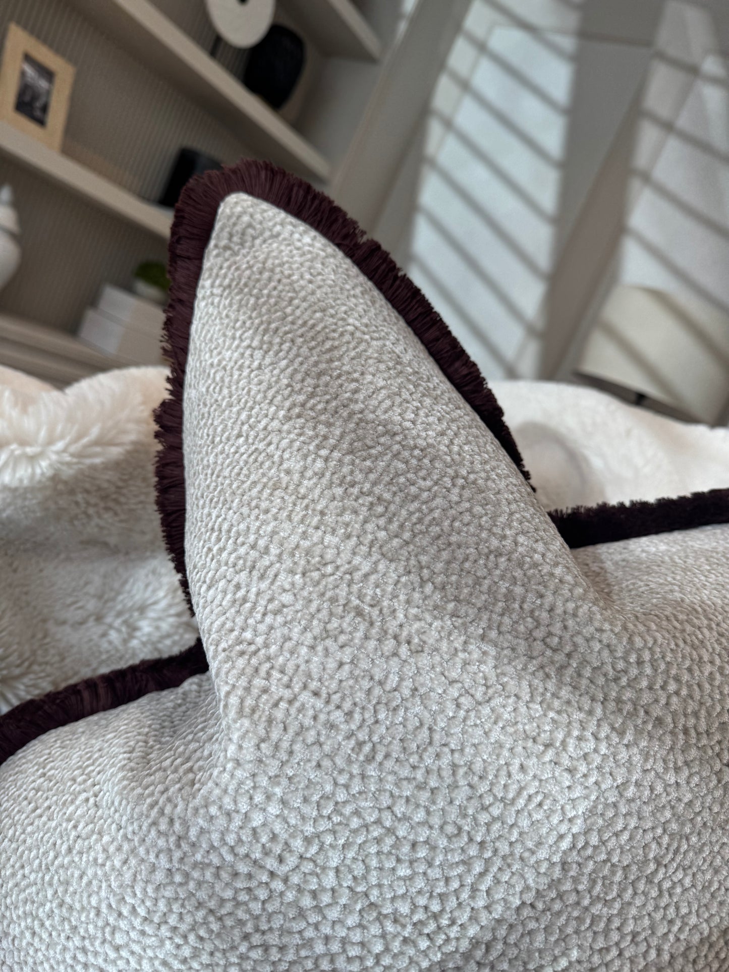 Mia Beige Fringed 20” Cushion