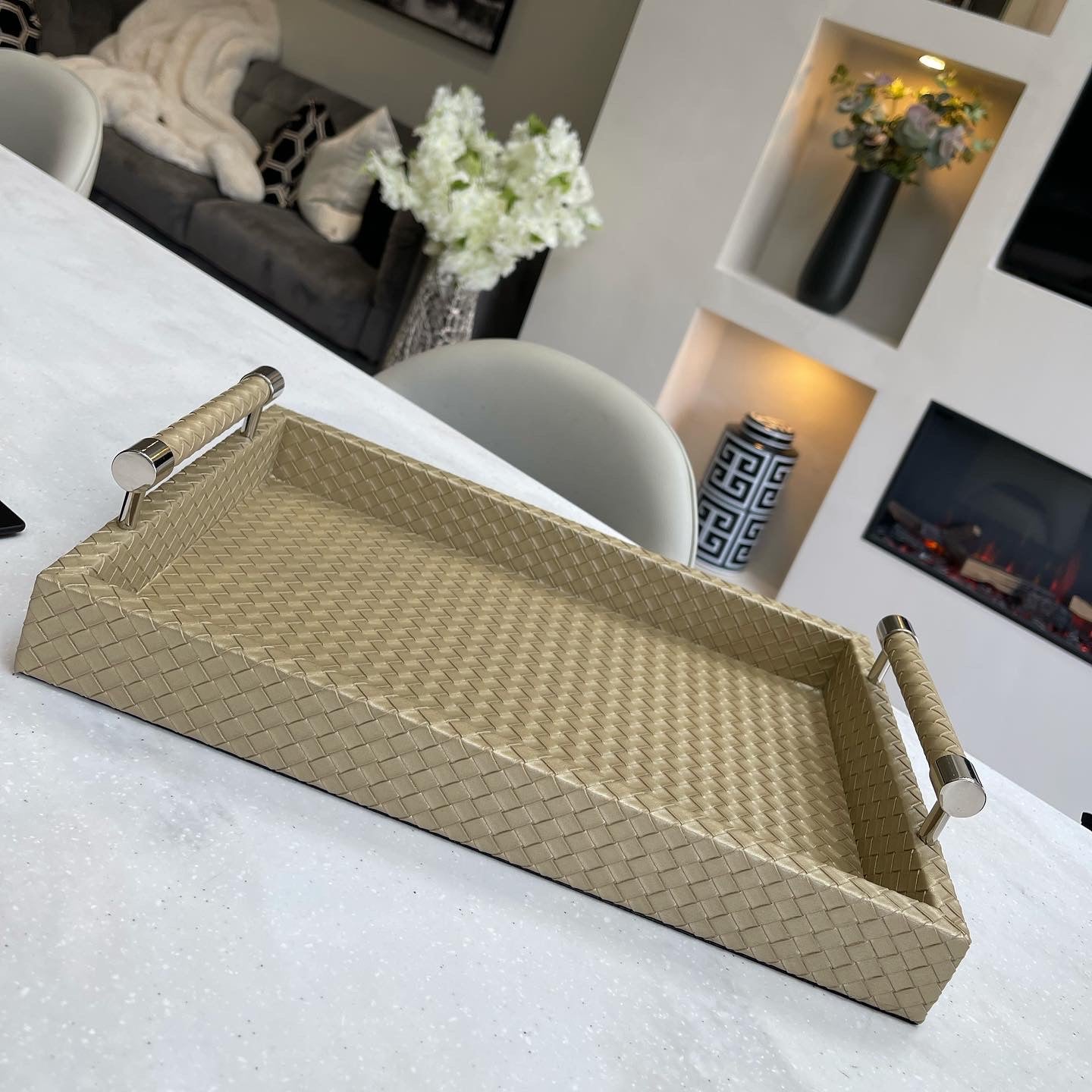 Aprilla Gold Faux Leather Tray
