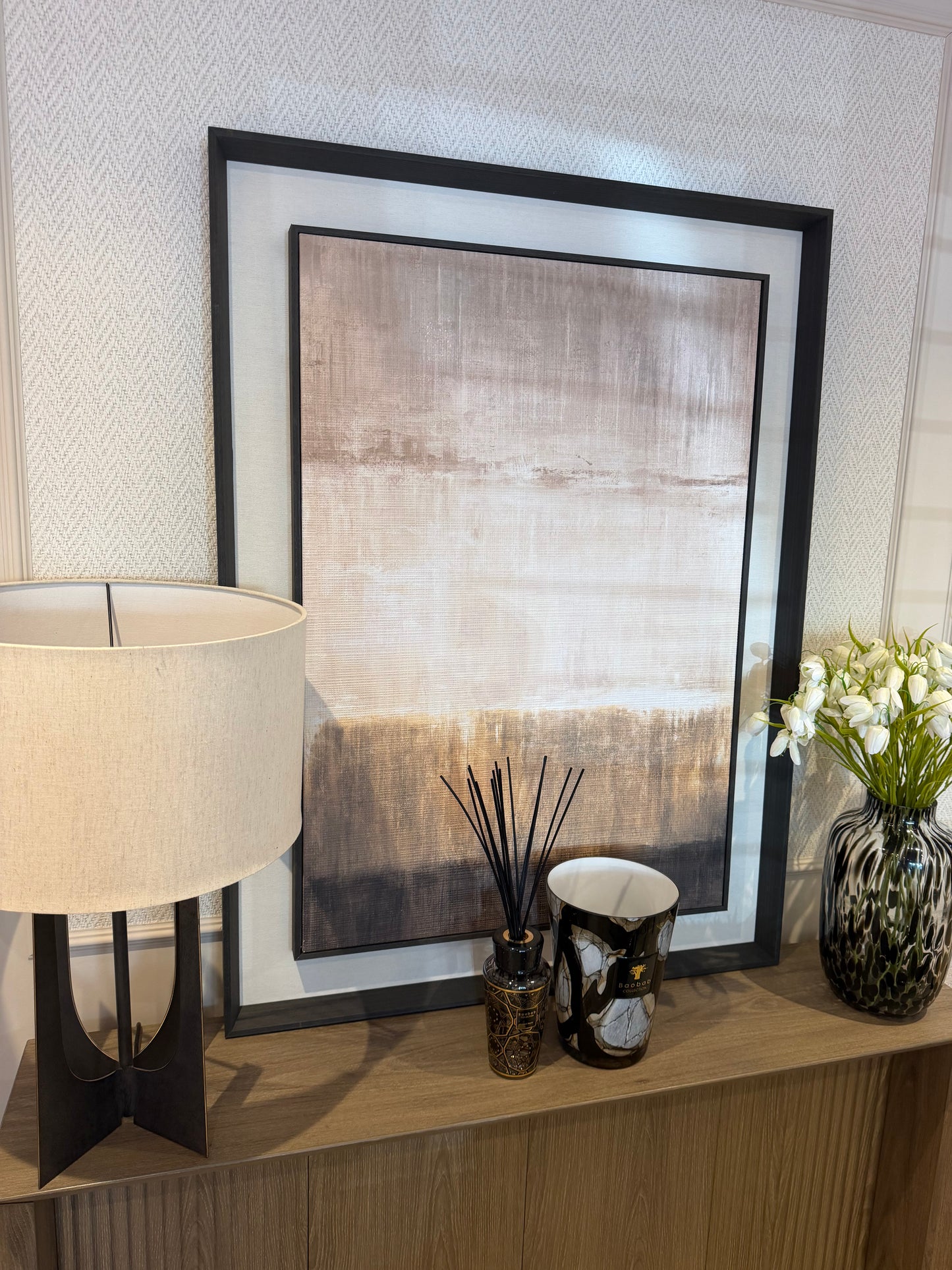 Whisper Horizon | Extra Large Abstract Linen Wall Art