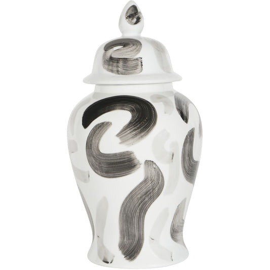 Monochrome Brushstroke Ginger Jar - Large