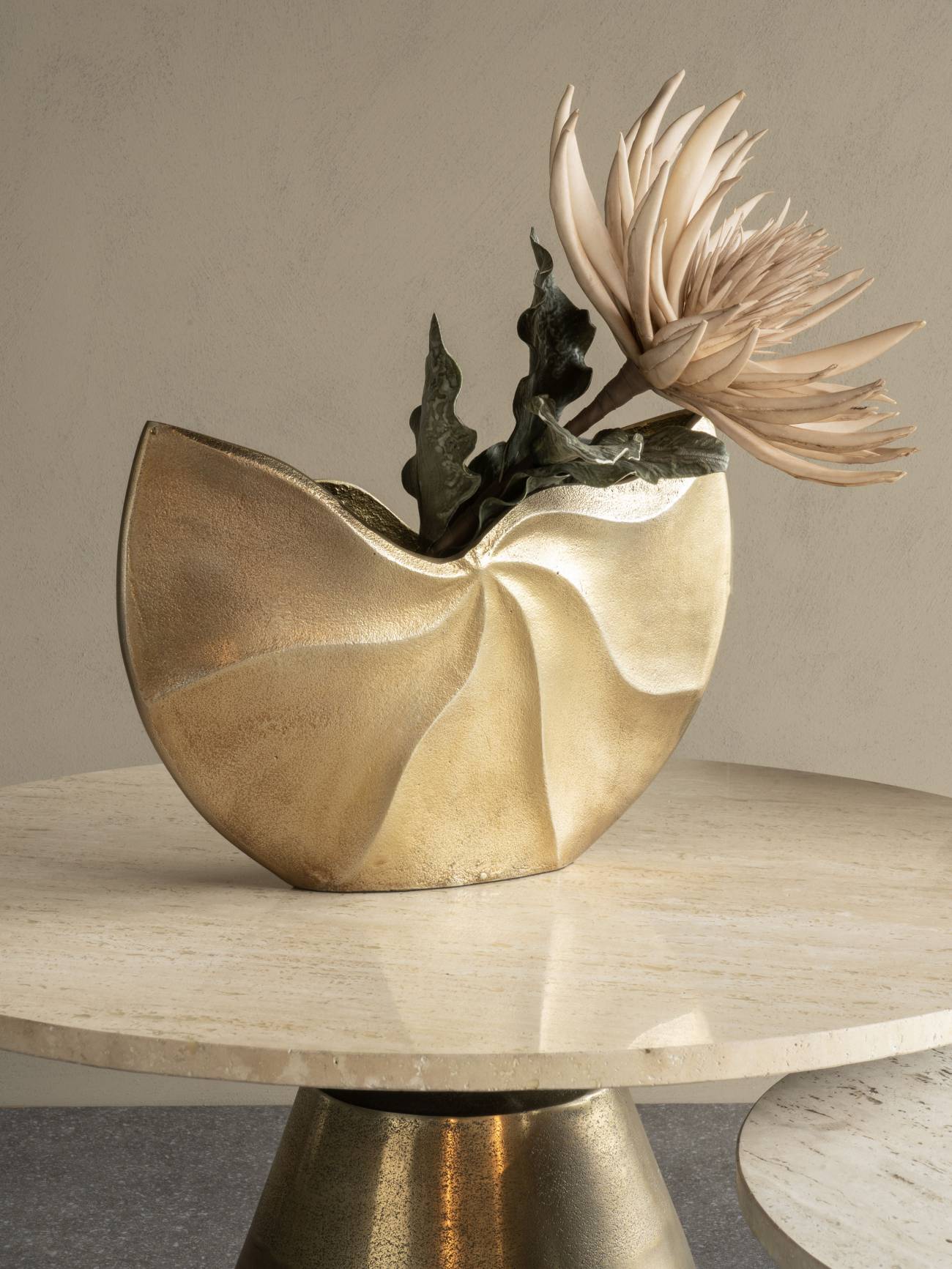 Gold Cast Swirl Textured Vase