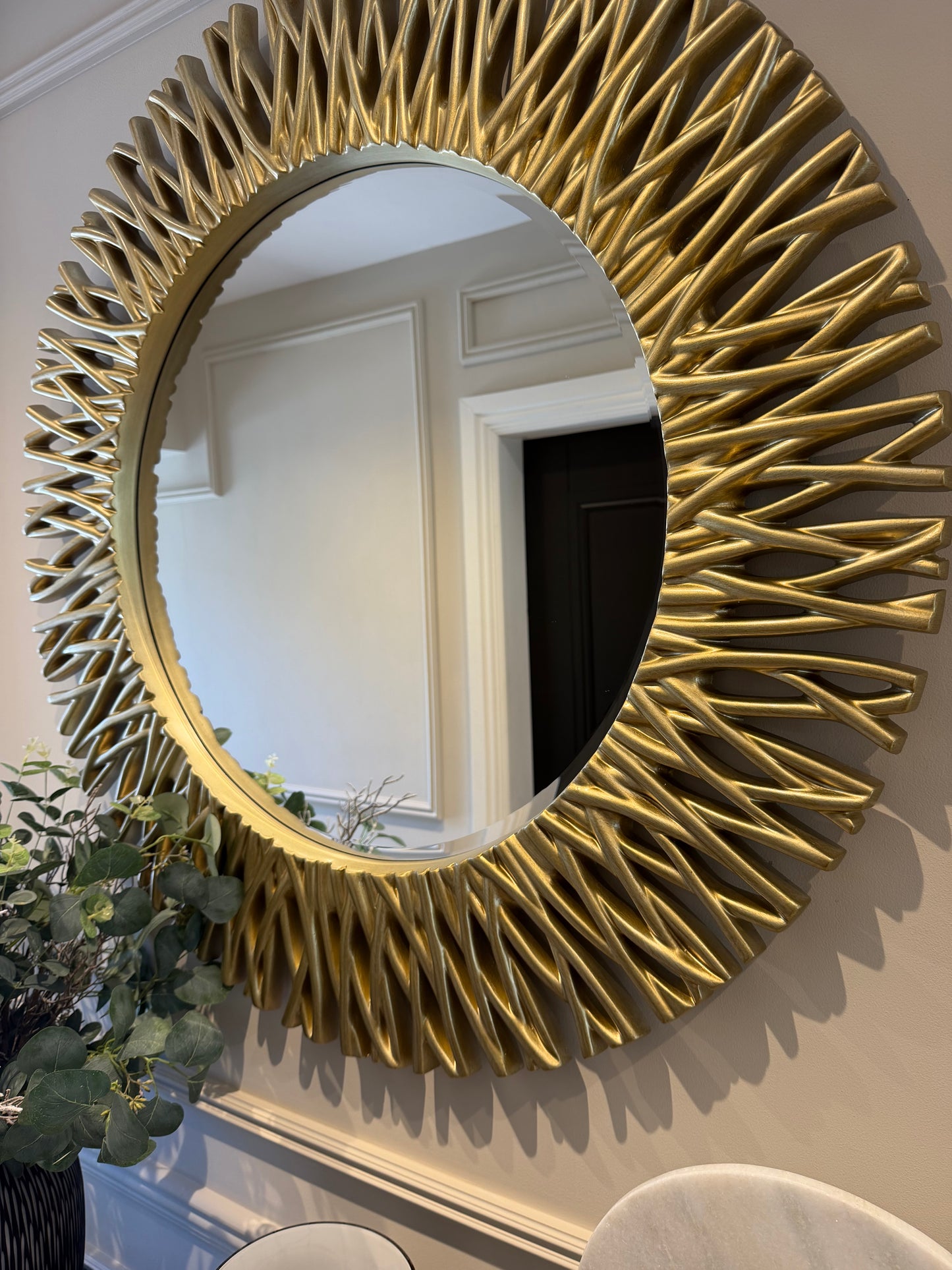 Nova Champagne Round Mirror