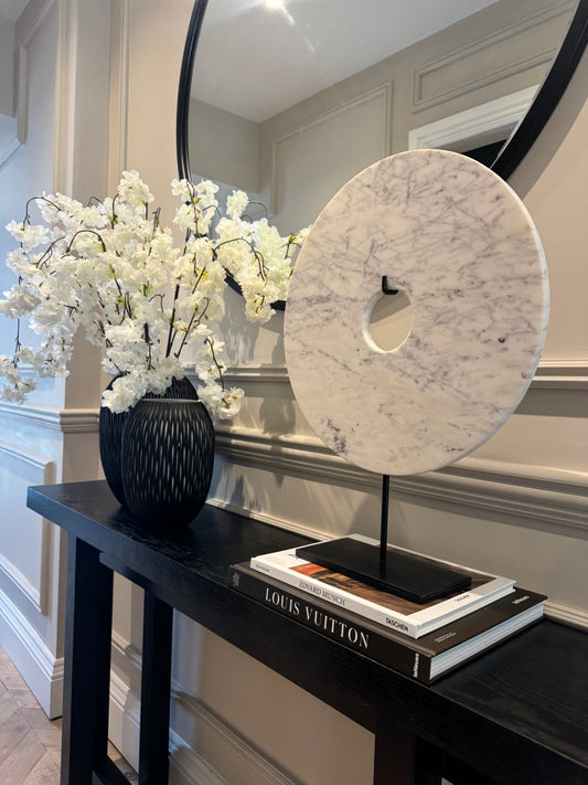 Castello White Marble Disc Sculpture