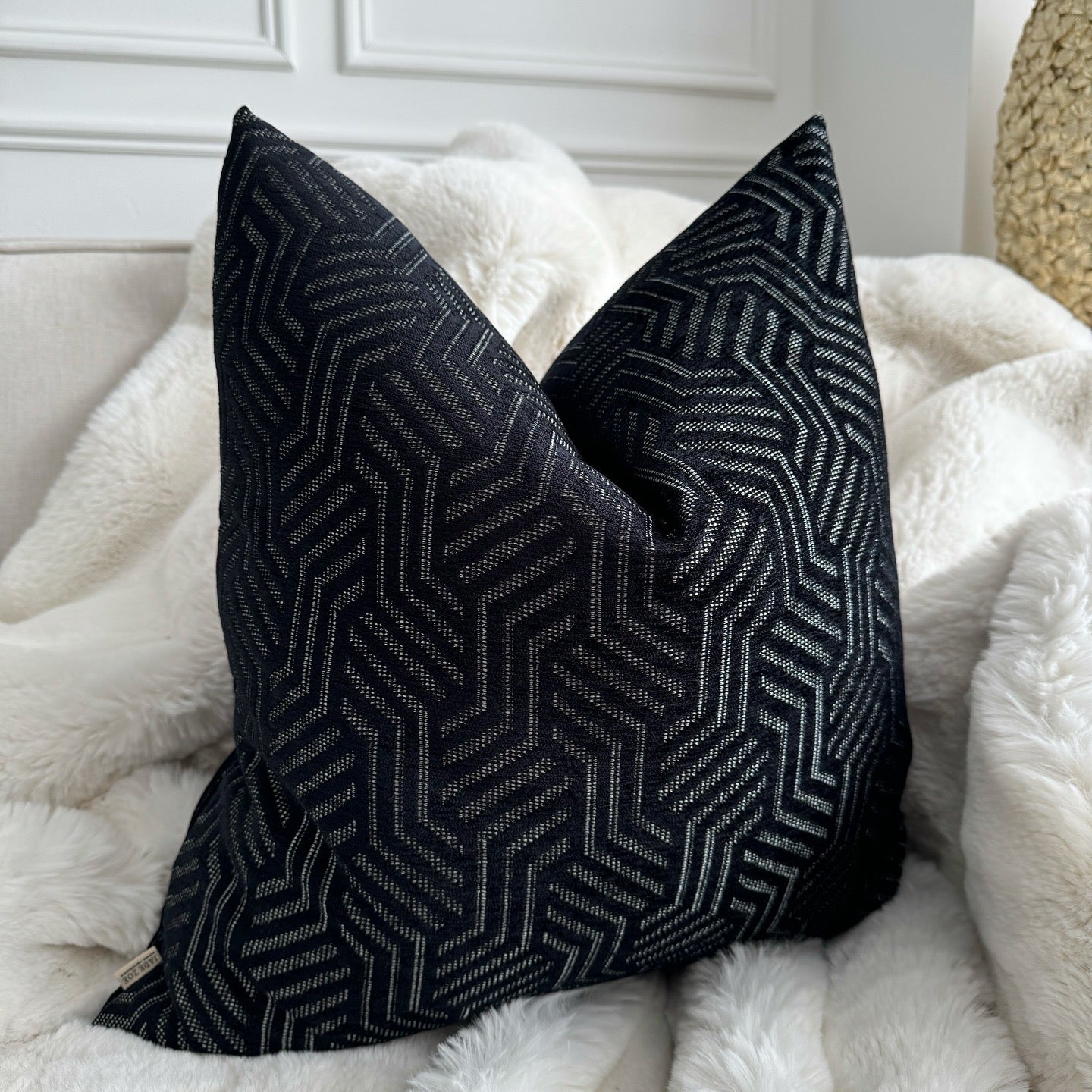 Raya Black Geo 20" Cushion