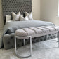 Perrie Grey Tufted Linen Bench