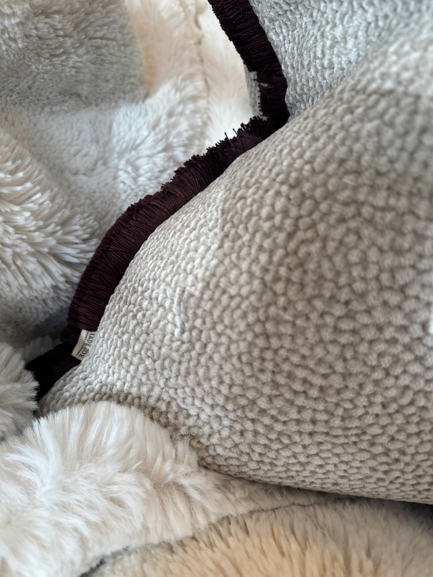 Mia Beige Fringed 20” Cushion