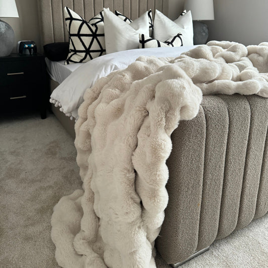 Cream Waffle Luxury Faux Fur Throw