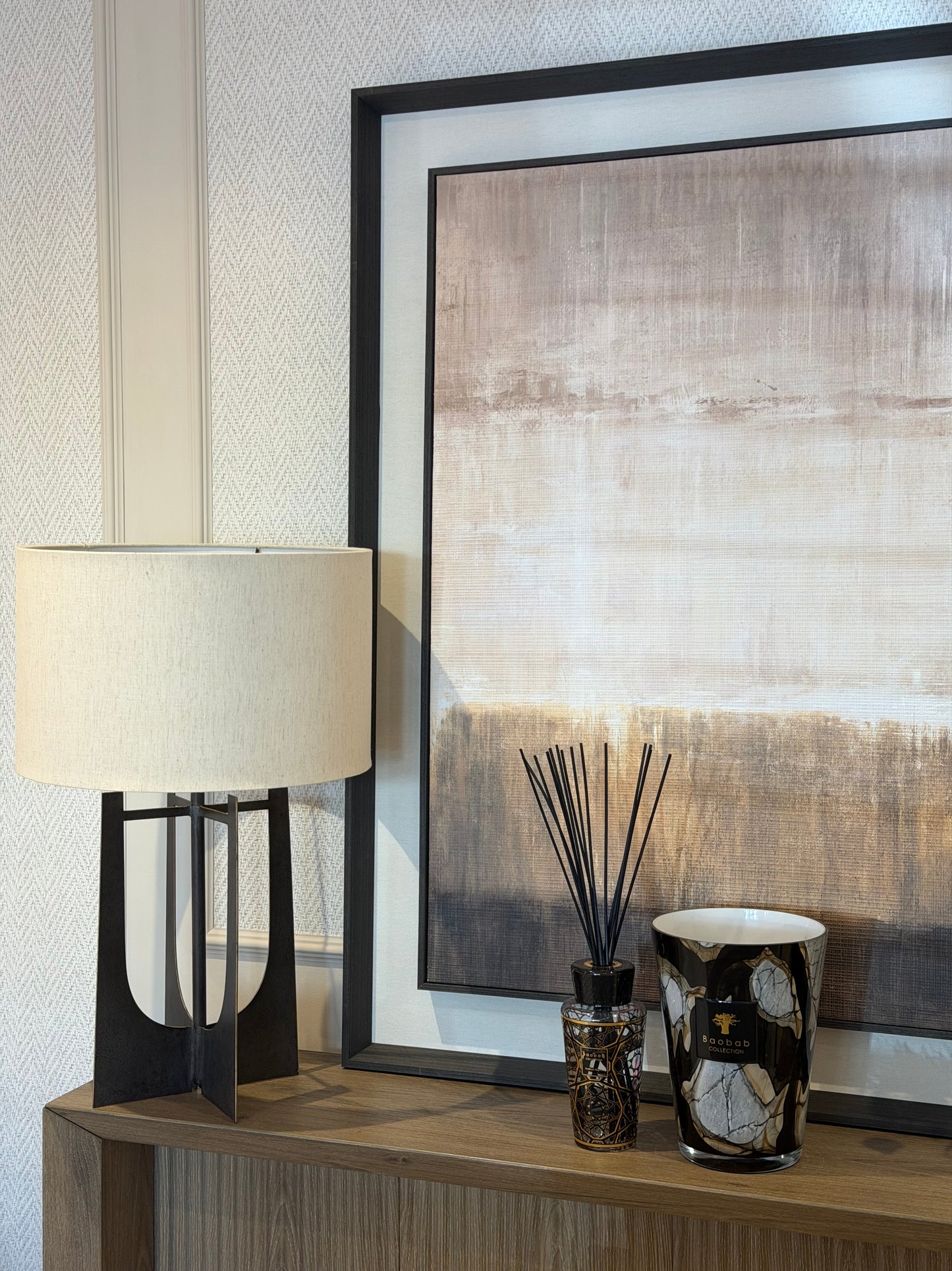 Whisper Horizon | Extra Large Abstract Linen Wall Art