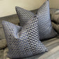 Navy Wave Cut Velvet Cushion 22"