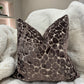 Leopard Velvet Cut 16" Chocolate Cushion