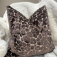 Leopard Velvet Cut 16" Chocolate Cushion