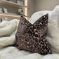 Leopard Velvet Cut 16" Chocolate Cushion