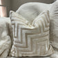 Maze Velvet Cut 16" Ivory Cushion