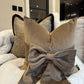 Taupe Velvet Bow 18" Cushion