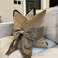 Taupe Velvet Bow 18" Cushion