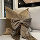 Taupe Velvet Bow 18" Cushion