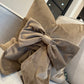 Taupe Velvet Bow 18" Cushion