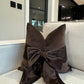 Chocolate Brown Velvet Bow 18" Cushion