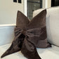 Chocolate Brown Velvet Bow 18" Cushion