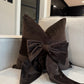 Chocolate Brown Velvet Bow 18" Cushion