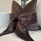 Chocolate Brown Velvet Bow 18" Cushion