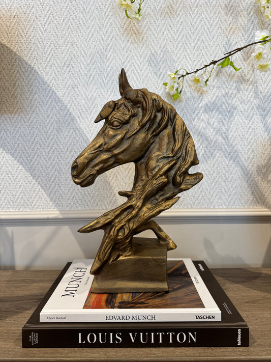 Horse Head Sculpture Antique Gold