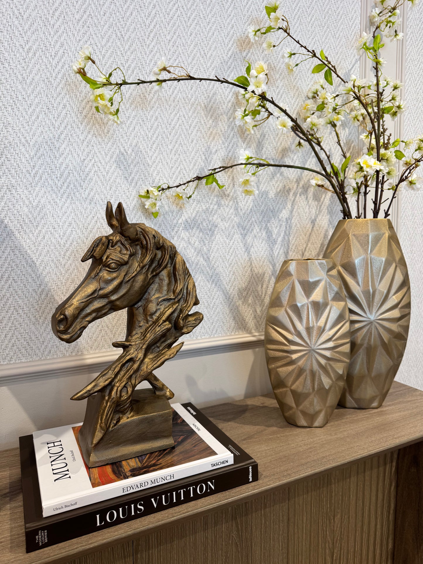 Horse Head Sculpture Antique Gold