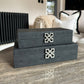 Large Black Faux Leather Storage Boxes Set Of 2