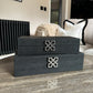 Large Black Faux Leather Storage Boxes Set Of 2