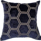 Navy Ivor Large Hexagon Cut Velvet Cushion 22"