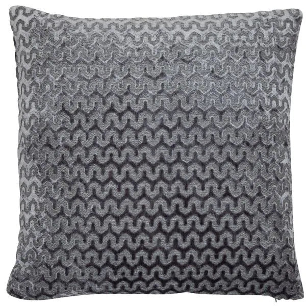 Grey Wave Cut Velvet Cushion 16"