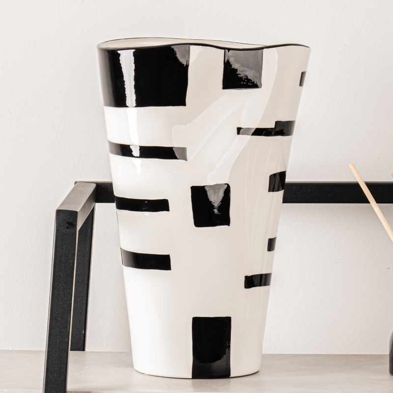 30cm White & Black Ceramic Vase