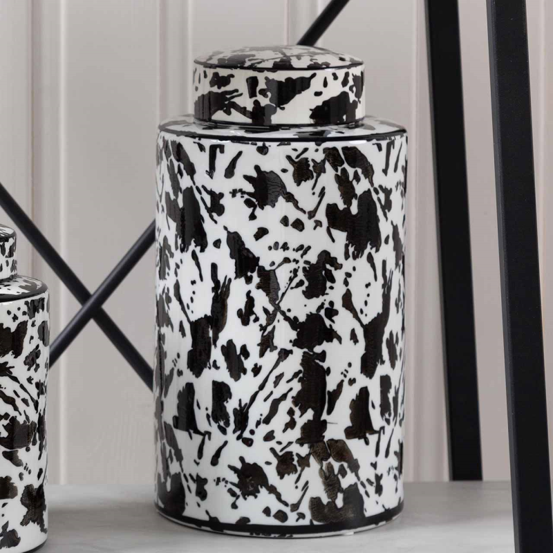 Bria 30cm White and Black Ginger Jar